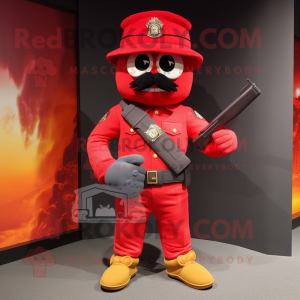 Röd Commando maskot kostym...