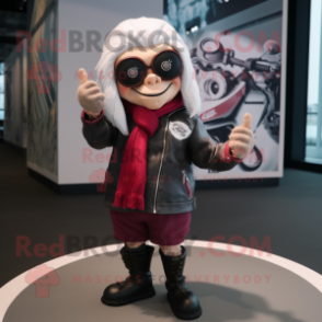 nan Cherry mascot costume character dressed with a Biker Jacket and Caps