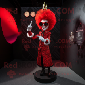 Red Queen mascot costume character dressed with a Blazer and Sunglasses