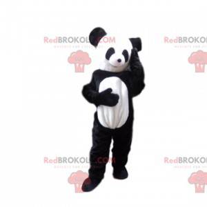 Sehr lächelndes Panda-Maskottchen. Panda Kostüm. -