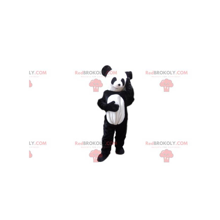 Mascotte del panda molto sorridente. Costume da panda. -