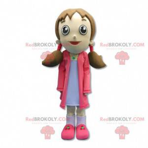 Mascotte de fillette avec des couettes - Redbrokoly.com