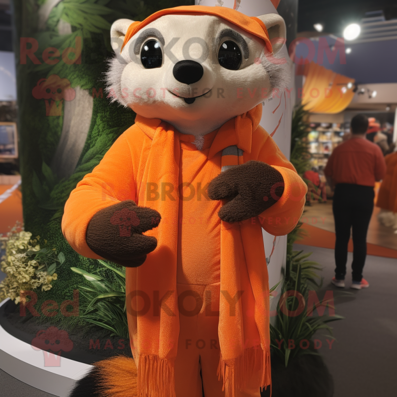 Orange Badger mascot costume character dressed with a Rash Guard and Scarf clips Orange Badger mascot costume character dressed with a Rash Guard and Scarf clips