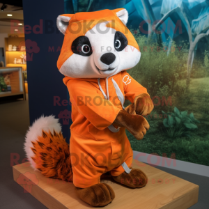 Orange Badger mascot costume character dressed with a Rash Guard and Scarf clips