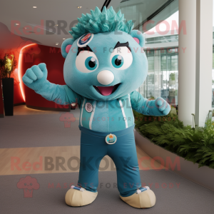 Teal Sow maskot kostume...