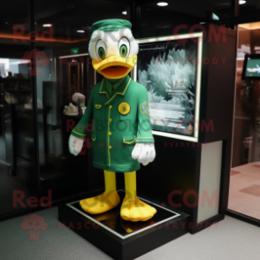 Green Duck mascot costume character dressed with a Suit and Keychains