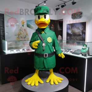 Green Duck mascot costume character dressed with a Suit and Keychains