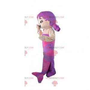Mascota de la sirena púrpura con dos edredones - Redbrokoly.com