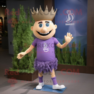 Lavender King mascot costume character dressed with a Running Shorts and Anklets