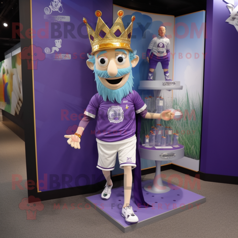 Lavender King mascot costume character dressed with a Running Shorts and Anklets