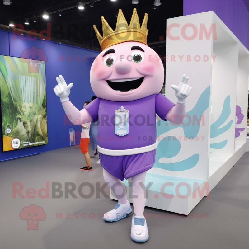 Lavender King mascot costume character dressed with a Running Shorts and Anklets Lavender King mascot costume character dressed with a Running Shorts and Anklets