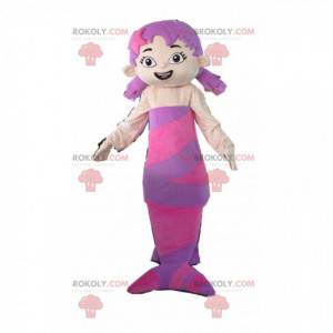 Lila sjöjungfru maskot med två täcken - Redbrokoly.com