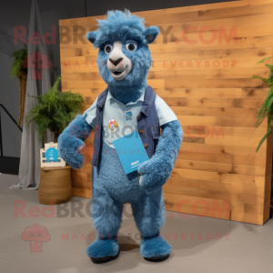 Blå Alpaca maskot kostume...