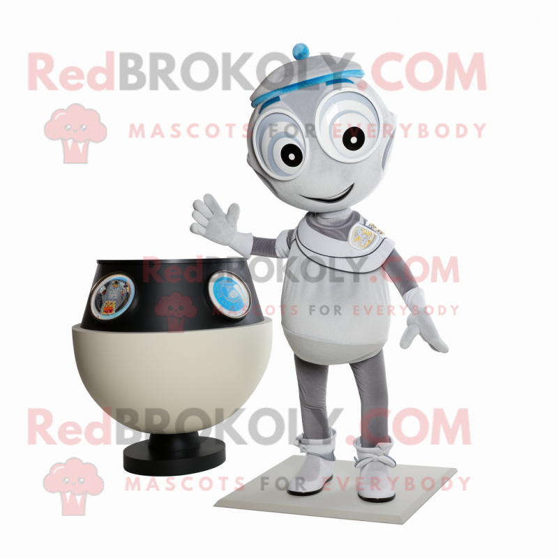 Gray Gyro mascot costume character dressed with a Capri Pants and Brooches Gray Gyro mascot costume character dressed with a Capri Pants and Brooches