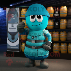 Cyan Granat maskot kostym...