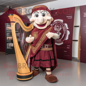 Maroon Celtic Harp maskot...