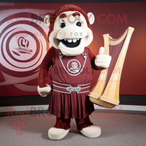 Maroon Celtic Harp maskot...