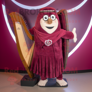 Maroon Celtic Harp maskot...