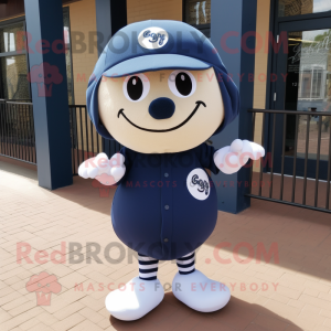 Navy Baseball Ball mascot costume character dressed with a Romper and Scarves