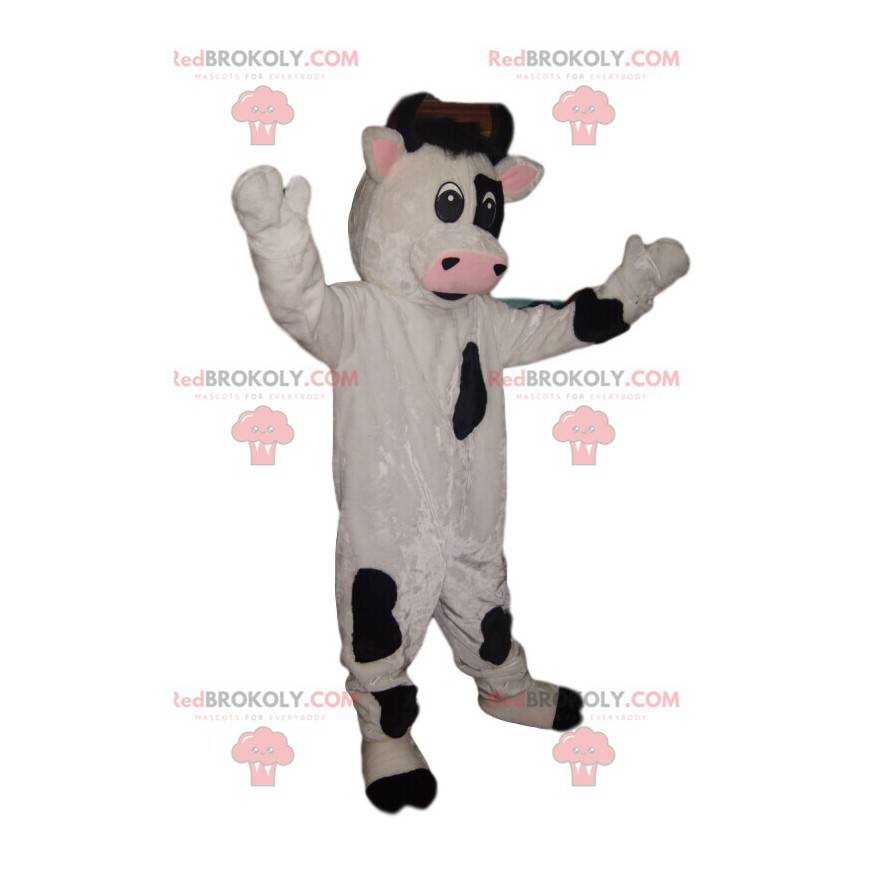 Mascotte de vache noire et blanche - Redbrokoly.com