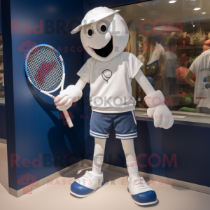 Hvid tennisketcher maskot...