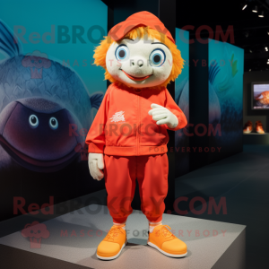 nan Goldfish mascot costume character dressed with a Rash Guard and Shoe clips