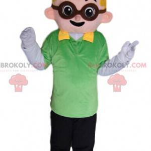 Mascot niño rubio con gafas - Redbrokoly.com