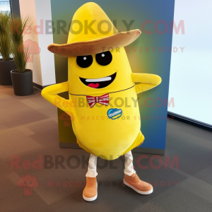 Yellow Tacos mascot costume character dressed with a Henley Tee and Pocket squares