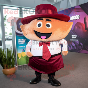 Maroon Tacos mascot costume character dressed with a Poplin Shirt and Ties