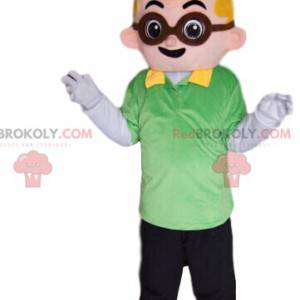 Garotinho loiro mascote de óculos - Redbrokoly.com