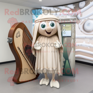 Beige keltisk harpe maskot...