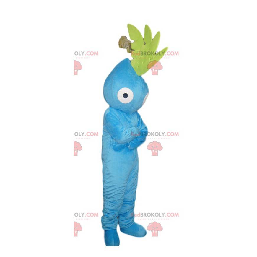 Mascota de personaje azul aguamarina con cresta verde - Mascota de personaje azul aguamarina con cresta verde -