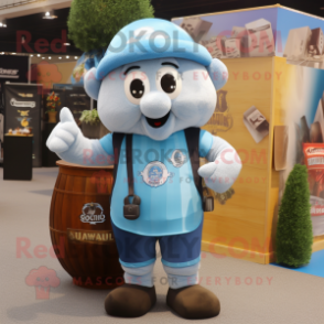 Sky Blue Guinness mascot costume character dressed with a Cargo Shorts and Brooches