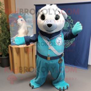 Teal Navy Seal maskot drakt...