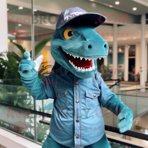 Teal T Rex maskotdräkt...