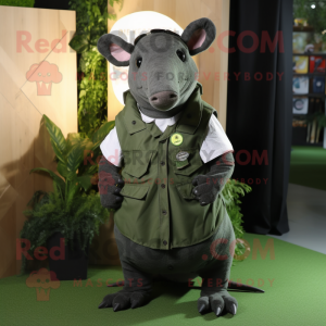 Olive Tapir maskot kostym...