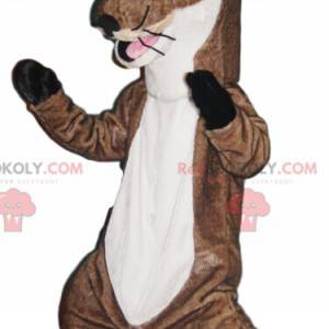 Braunes und weißes Ottermaskottchen mit einem großen Lächeln -