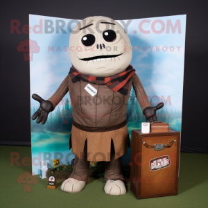 Brown Graveyard mascot costume character dressed with a Tank Top and Wallets