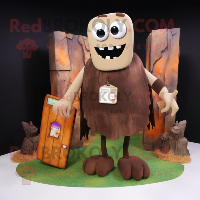 Brown Graveyard mascot costume character dressed with a Tank Top and Wallets