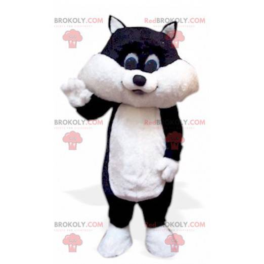 Mascotte de chaton de chat noir et blanc - Redbrokoly.com