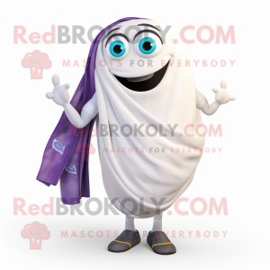 White Eggplant mascot costume character dressed with a Jeans and Scarves