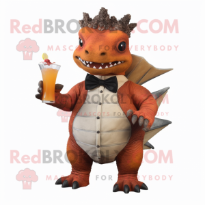 Rust Stegosaurus mascot costume character dressed with a Cocktail Dress and Bow ties