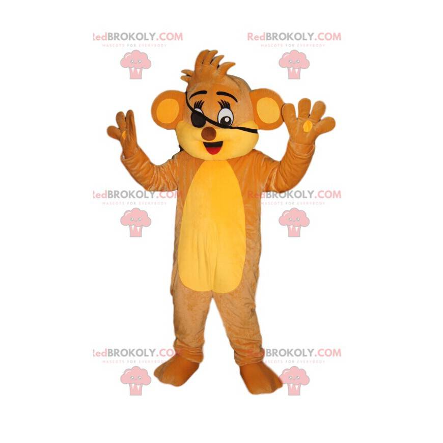 Mascote do filhote de leão com um tapa-olho. Fantasia de Mascote do filhote de leão com um tapa-olho. Fantasia de
