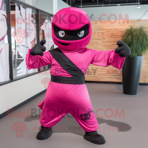 Magenta Ninja maskot kostym...