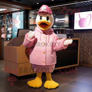 Pink Duck maskot draktfigur...