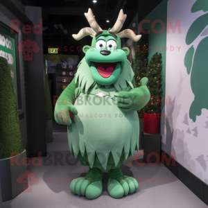 Green Reindeer mascot costume character dressed with a Wrap Skirt and Clutch bags