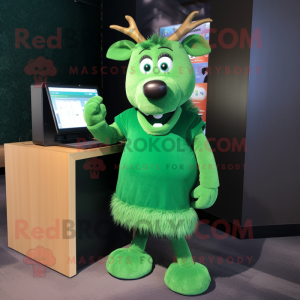 Green Reindeer mascotte...