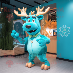 Cyan Elk mascotte kostuum...