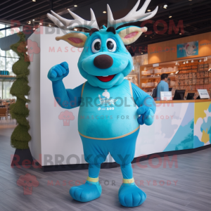 Cyan Elk mascotte kostuum...