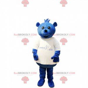 Mascote do urso gordo com uma camisa branca - Redbrokoly.com